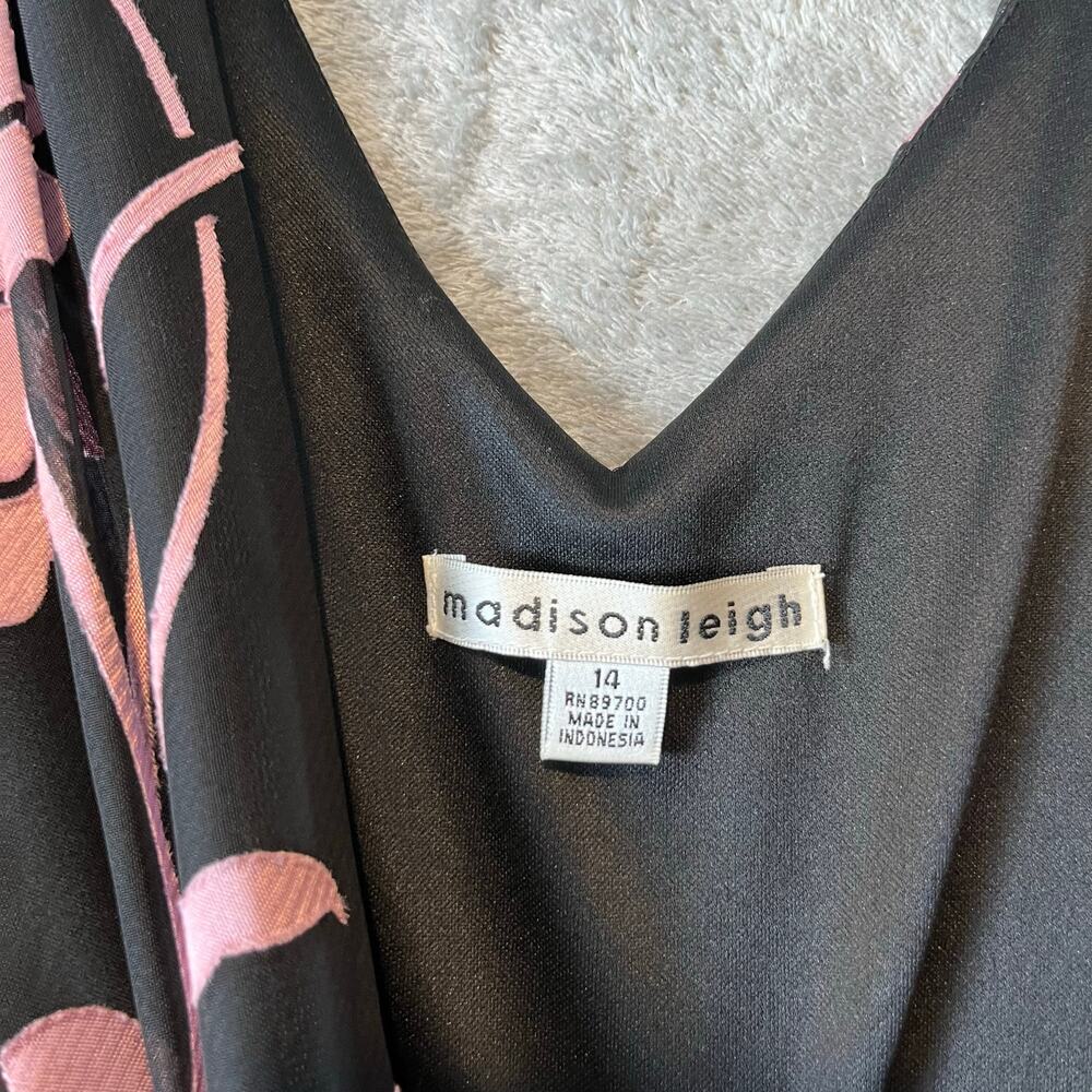 Vintage Y2K Black Pink Floral Ruffle Hem Dress Cottagecore Coquette Sz 14 - Picture 6 of 8